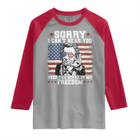 Funny Abraham Lincoln 4th Of July Raglan Shirt Sorry Cant Hear You Sound Of My Freedom American Flag - Wonder Print Shop