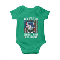 Funny Abe Lincoln 4th Of July Baby Onesie My Farts Smell Like Freedom American Flag - Wonder Print Shop