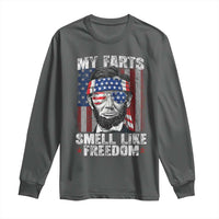 Funny Abe Lincoln 4th Of July Long Sleeve Shirt My Farts Smell Like Freedom American Flag - Wonder Print Shop