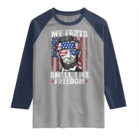 Funny Abe Lincoln 4th Of July Raglan Shirt My Farts Smell Like Freedom American Flag - Wonder Print Shop
