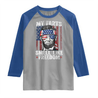Funny Abe Lincoln 4th Of July Raglan Shirt My Farts Smell Like Freedom American Flag - Wonder Print Shop