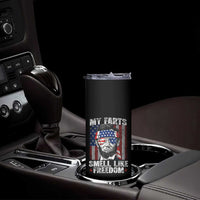 Funny Abe Lincoln 4th Of July Skinny Tumbler My Farts Smell Like Freedom American Flag - Wonder Print Shop