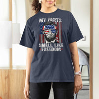Funny Abe Lincoln 4th Of July T Shirt For Women My Farts Smell Like Freedom American Flag - Wonder Print Shop