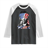 Funny Lincoln 4th Of July Merica Raglan Shirt Abe American Flag - Wonder Print Shop