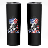 Funny Lincoln 4th Of July Merica Skinny Tumbler Abe American Flag - Wonder Print Shop
