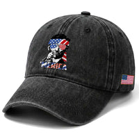 Funny Lincoln 4th Of July Merica Washed Cotton Baseball Cap Abe American Flag
