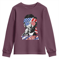 Funny Lincoln 4th Of July Merica Youth Sweatshirt Abe American Flag - Wonder Print Shop