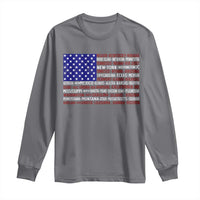 Vintage American Flag Long Sleeve Shirt With States 4th Of July - Wonder Print Shop