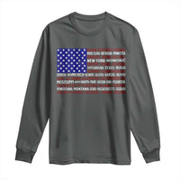 Vintage American Flag Long Sleeve Shirt With States 4th Of July - Wonder Print Shop