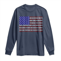Vintage American Flag Long Sleeve Shirt With States 4th Of July - Wonder Print Shop