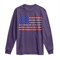 Vintage American Flag Long Sleeve Shirt With States 4th Of July - Wonder Print Shop