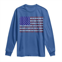 Vintage American Flag Long Sleeve Shirt With States 4th Of July - Wonder Print Shop