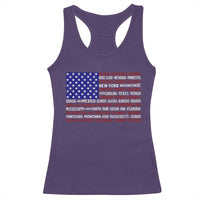 Vintage American Flag Racerback Tank Top With States 4th Of July - Wonder Print Shop