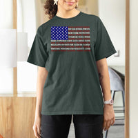Vintage American Flag T Shirt For Women With States 4th Of July - Wonder Print Shop