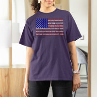 Vintage American Flag T Shirt For Women With States 4th Of July - Wonder Print Shop