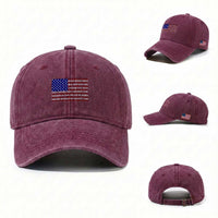 Vintage American Flag Washed Cotton Baseball Cap With States 4th Of July
