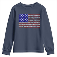 Vintage American Flag Youth Sweatshirt With States 4th Of July - Wonder Print Shop