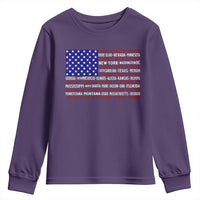 Vintage American Flag Youth Sweatshirt With States 4th Of July - Wonder Print Shop