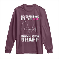 Girls Fantasy Football Long Sleeve Shirt Move Over Boys Draft Party Commish FFL - Wonder Print Shop