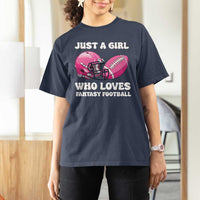 Funny Just A Girl Who Loves Fantasy Football T Shirt For Women - Wonder Print Shop