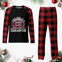 Funny This Girl Is A Fantasy Football Champion Plaid Pajama Set Retro Champ Champion Draft - Wonder Print Shop