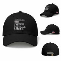 Husband Dad Fantasy Football Legend Baseball Cap Retro Fathers Day