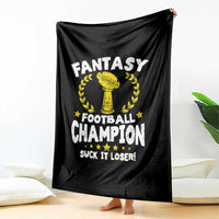 Fantasy Football Legend Throw Blanket Suck It Loser Funny Champ Champion Draft - Wonder Print Shop