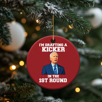 Funny Fantasy Football Christmas Ornament Joe Biden Confused Drafting Kicker Draft Party - Wonder Print Shop