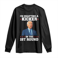 Funny Fantasy Football Long Sleeve Shirt Joe Biden Confused Drafting Kicker Draft Party - Wonder Print Shop
