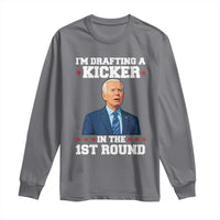 Funny Fantasy Football Long Sleeve Shirt Joe Biden Confused Drafting Kicker Draft Party - Wonder Print Shop