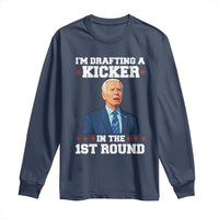 Funny Fantasy Football Long Sleeve Shirt Joe Biden Confused Drafting Kicker Draft Party - Wonder Print Shop