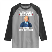 Funny Fantasy Football Raglan Shirt Joe Biden Confused Drafting Kicker Draft Party - Wonder Print Shop