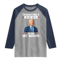 Funny Fantasy Football Raglan Shirt Joe Biden Confused Drafting Kicker Draft Party - Wonder Print Shop