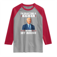 Funny Fantasy Football Raglan Shirt Joe Biden Confused Drafting Kicker Draft Party - Wonder Print Shop