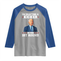 Funny Fantasy Football Raglan Shirt Joe Biden Confused Drafting Kicker Draft Party - Wonder Print Shop