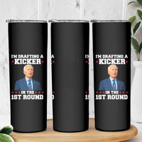 Funny Fantasy Football Skinny Tumbler Joe Biden Confused Drafting Kicker Draft Party - Wonder Print Shop