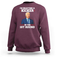 Funny Fantasy Football Sweatshirt Joe Biden Confused Drafting Kicker Draft Party - Wonder Print Shop