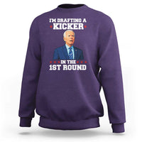 Funny Fantasy Football Sweatshirt Joe Biden Confused Drafting Kicker Draft Party - Wonder Print Shop