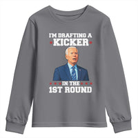 Funny Fantasy Football Youth Sweatshirt Joe Biden Confused Drafting Kicker Draft Party - Wonder Print Shop