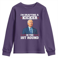 Funny Fantasy Football Youth Sweatshirt Joe Biden Confused Drafting Kicker Draft Party - Wonder Print Shop