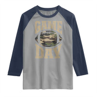 Game Day Football Raglan Shirt Funny Sunday Retro Camo Camouflage - Wonder Print Shop