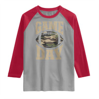 Game Day Football Raglan Shirt Funny Sunday Retro Camo Camouflage - Wonder Print Shop