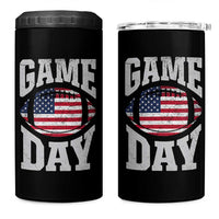 Game Day Football 4 in 1 Can Cooler Tumbler Funny Sunday Retro Patriotic American Flag - Wonder Print Shop