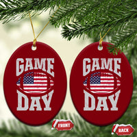 Game Day Football Ceramic Ornament Funny Sunday Retro Patriotic American Flag - Wonder Print Shop
