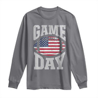 Game Day Football Long Sleeve Shirt Funny Sunday Retro Patriotic American Flag - Wonder Print Shop