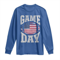 Game Day Football Long Sleeve Shirt Funny Sunday Retro Patriotic American Flag - Wonder Print Shop