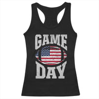 Game Day Football Racerback Tank Top Funny Sunday Retro Patriotic American Flag - Wonder Print Shop