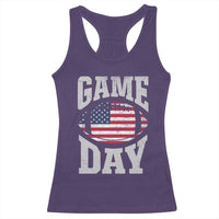 Game Day Football Racerback Tank Top Funny Sunday Retro Patriotic American Flag - Wonder Print Shop
