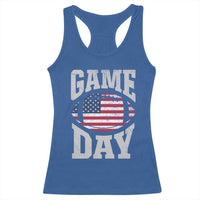 Game Day Football Racerback Tank Top Funny Sunday Retro Patriotic American Flag - Wonder Print Shop