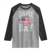 Game Day Football Raglan Shirt Funny Sunday Retro Patriotic American Flag - Wonder Print Shop